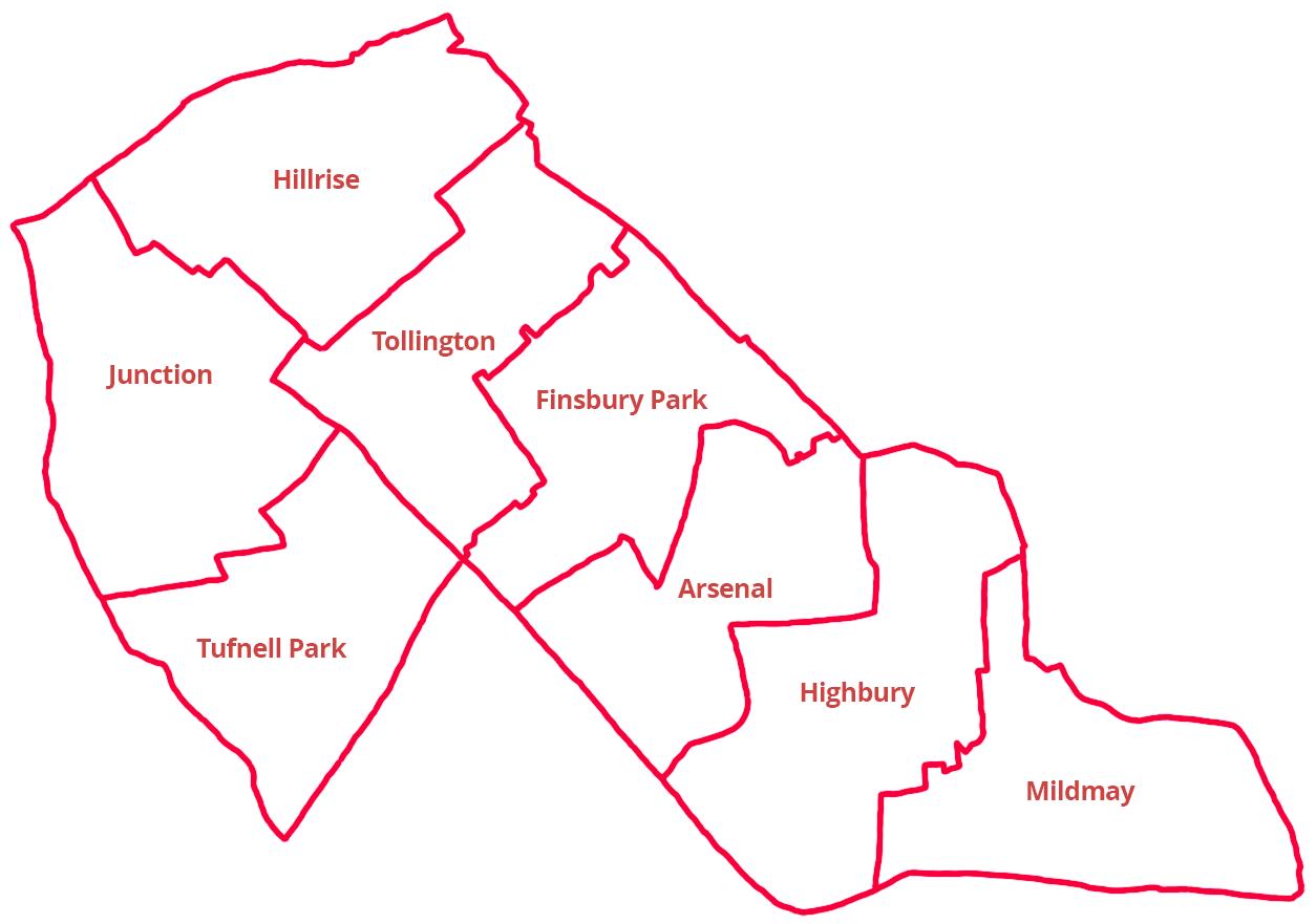 Map of Wards in Islington North